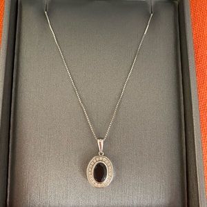 White gold 14k diamond sapphire necklace